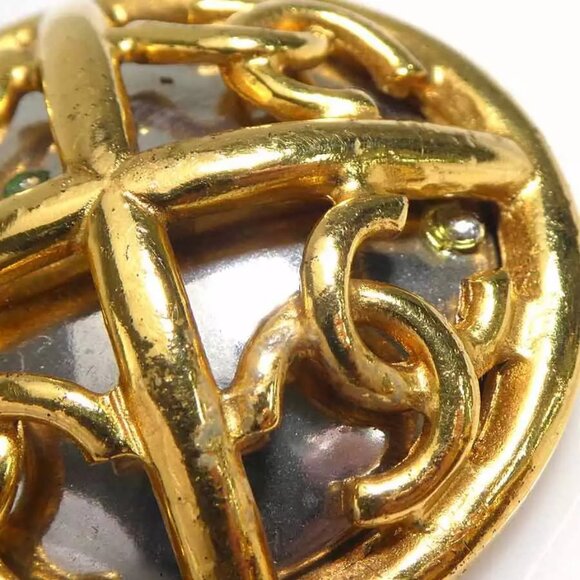 CHANEL Vintage CC Logo Clip on Earrings Gold/Silver Metal - e - Picture 7 of 9